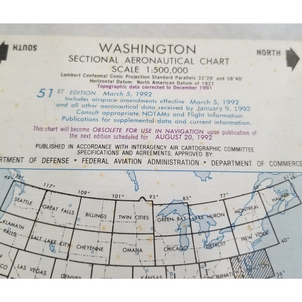 Washington sectional aeronautical chart 1992